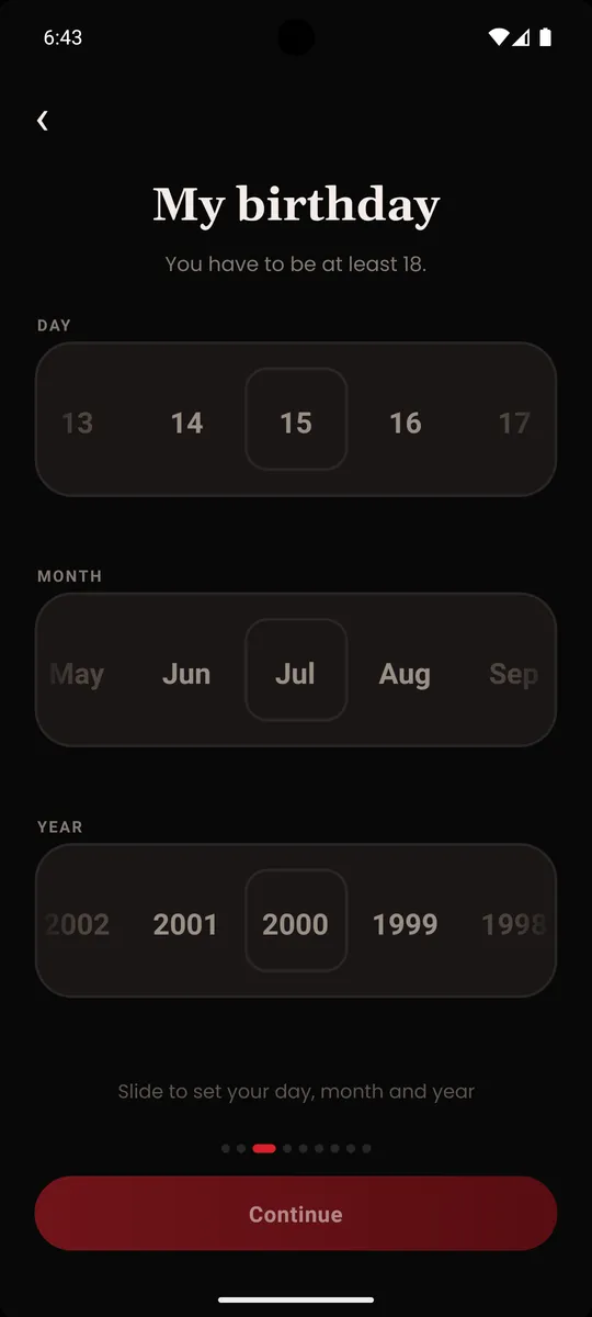 MuteMate app: your birthday screen