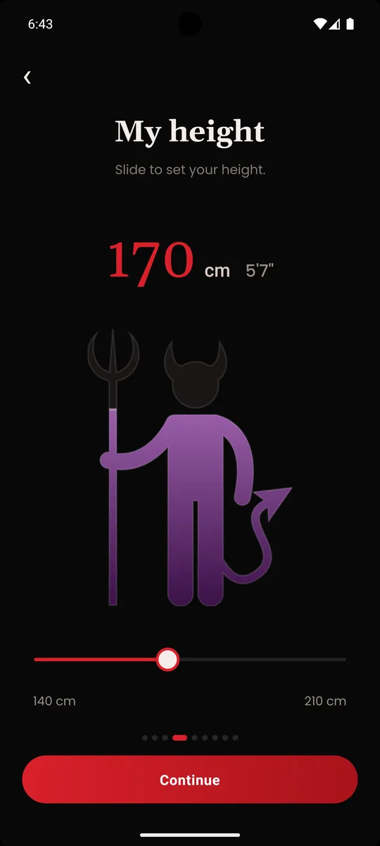 MuteMate app: your height screen